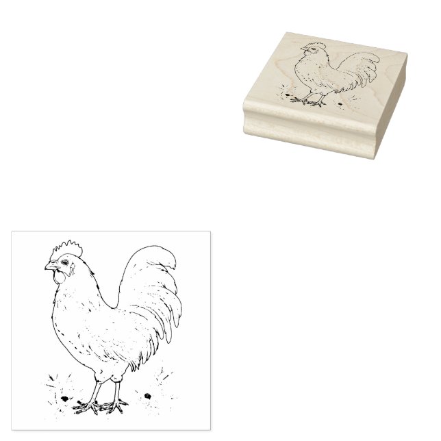 Cockerel  rubber stamp (Stamped)