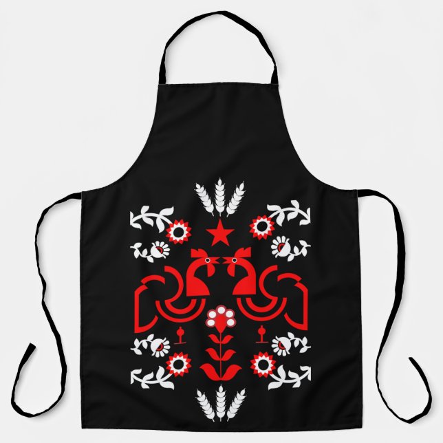 Cockerel Scandinavian Folk Art   Apron (Front)