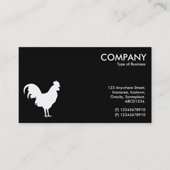 Cockerel Symbol - White on Black Business Card (Front)