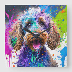 Cockerpoo Dog Square Wall Clock