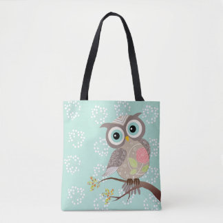 Cocking Head New Fancy Owl All over Print Tote Bag