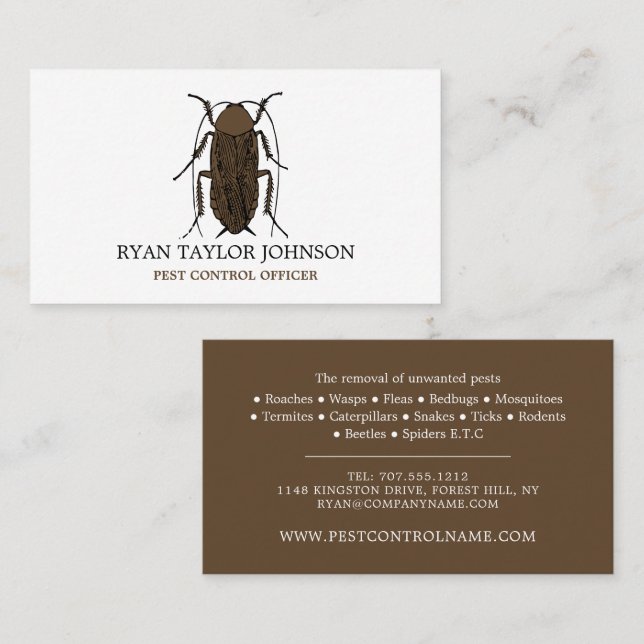 Cockroach Design, Pest Control Business Card (Front/Back)