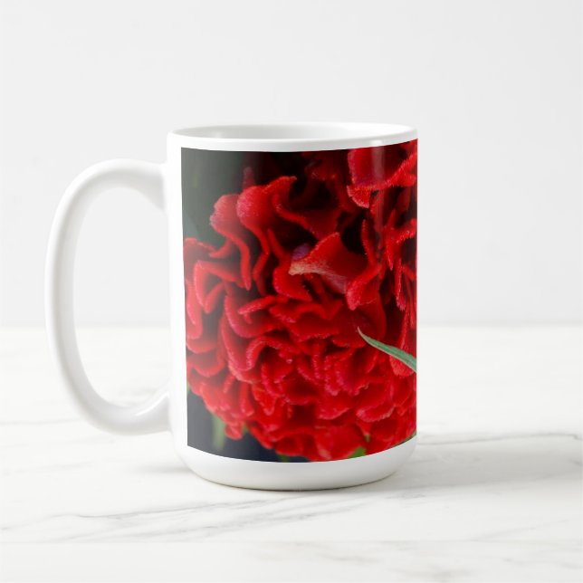 Cockscomb Strutting Its Stuff on a Coffee Mug (Left)