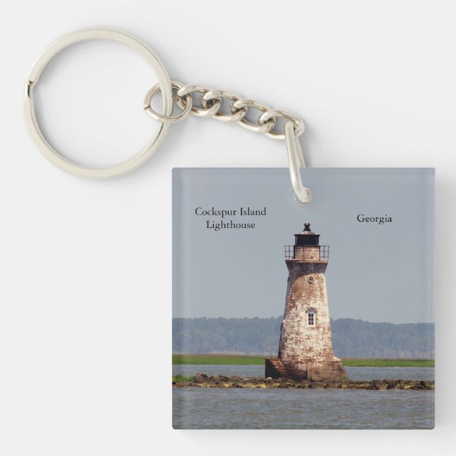 Cockspur Island Lighthouse acrylic key chain (Front)