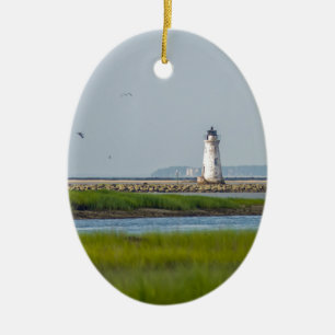 cockspur island lighthouse savannah georgia ceramic tree decoration