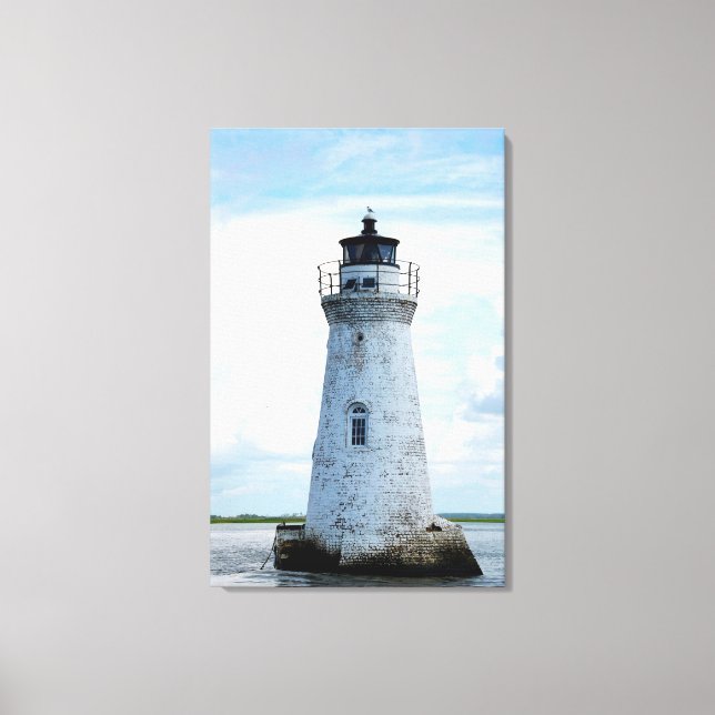 Cockspur Light house background Canvas Print (Front)