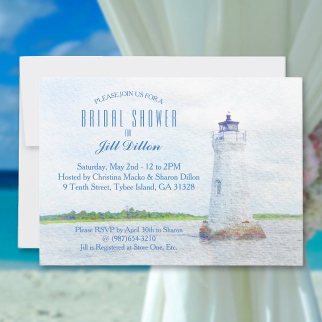 Cockspur Lighthouse Watercolor Bridal Shower Invitation (Creator Uploaded)