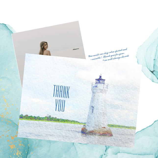 Cockspur Lighthouse Watercolor Photo Thank You (Creator Uploaded)