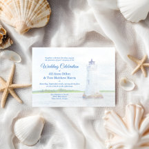 Cockspur Lighthouse Watercolor Wedding Invitation