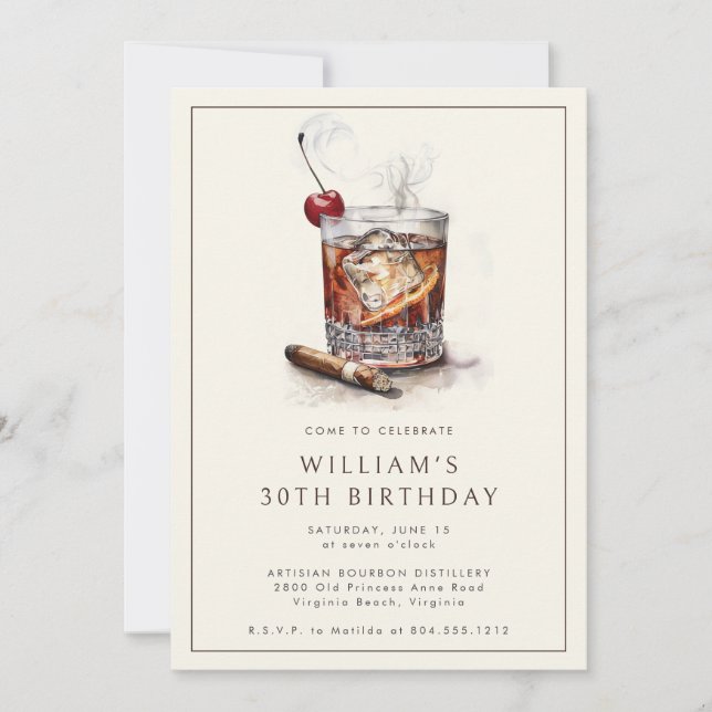 Cocktail 30th Birthday Party Invitation (Front)