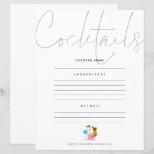 Cocktail Add Your Own Recipe Page Sheet