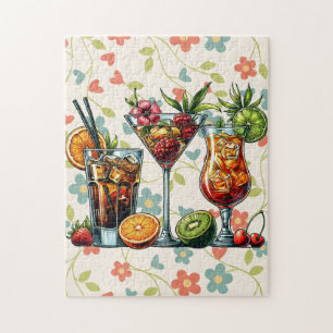Cocktail alcoholic Drinks color art illustrations Jigsaw Puzzle