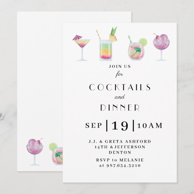 Cocktail and drinks party invitation (Front/Back)
