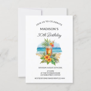 Cocktail and Exotic Flower  Invitation
