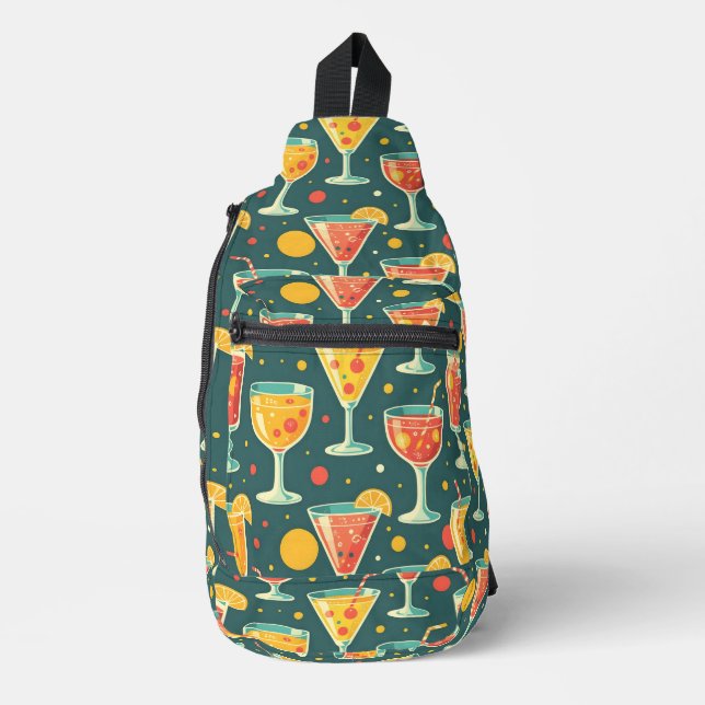 Cocktail and juice drinks pattern sling bag (Front)