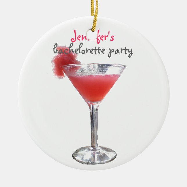 Cocktail Bachelorette Ceramic Tree Decoration (Front)