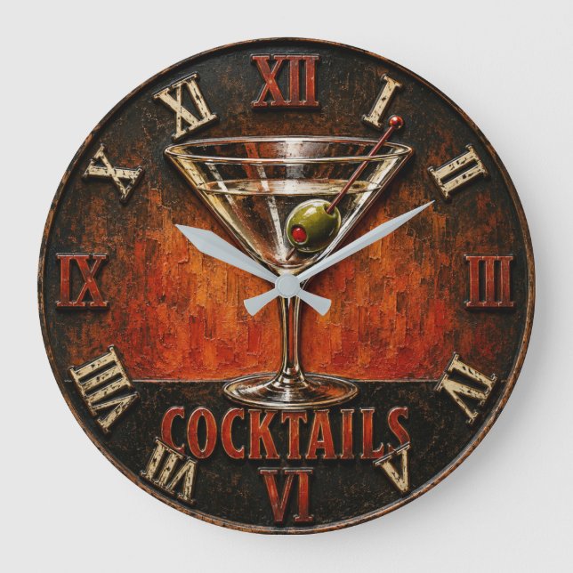  Cocktail Bar Decor Large Clock (Front)