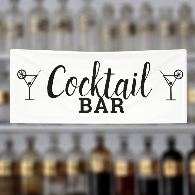 Cocktail Bar DIY Wedding Venue Black and White Banner (A simple black and white Cocktail Bar banner suitable for weddings and special occasions)