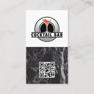 Cocktail Bar Logo Graphic QR Code Business Card