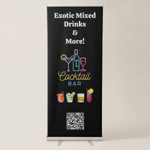 Cocktail Bar Logo QR Code Retractable Banner
