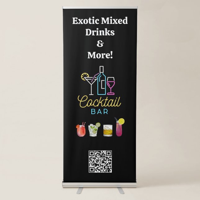 Cocktail Bar Logo | QR Code Retractable Banner (Front)