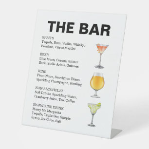 Cocktail Bar Menu Pedestal Sign