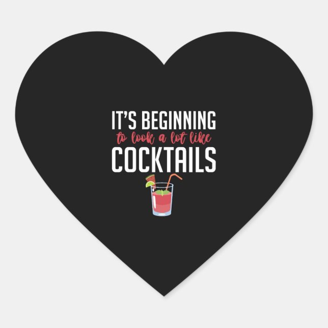 Cocktail bartender birthday gift christmas heart sticker (Front)