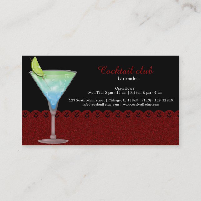 Cocktail bartender business card (Front)