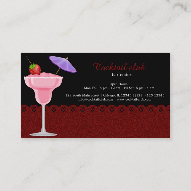 Cocktail bartender business card (Front)