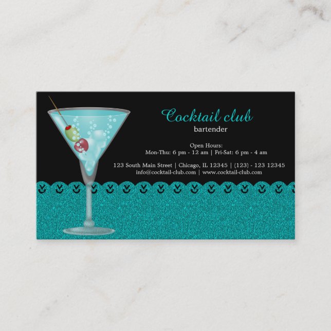 Cocktail bartender business card (Front)