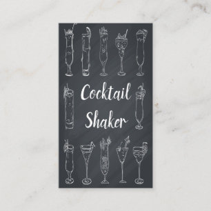 Cocktail Bartender Chalkboard Business Card