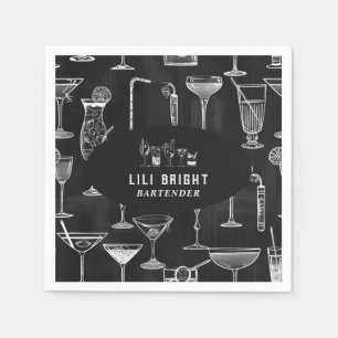 Cocktail bartender Professional Classy Black Napkin