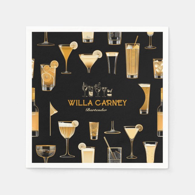 Cocktail bartender Professional | Elegant Gold Napkin (Front)