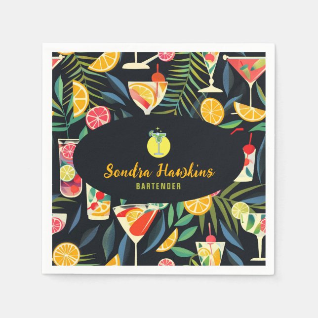 Cocktail bartender Professional | Fresh Orange  Napkin (Front)