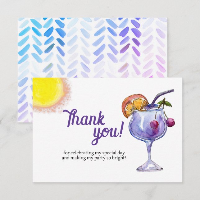 Cocktail Beach party Thank You Card (Front/Back)