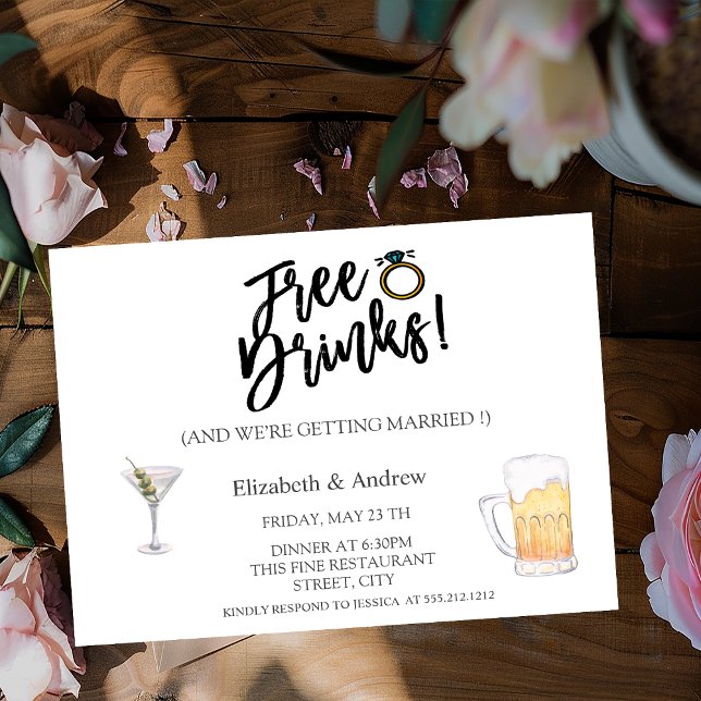 Cocktail,Beer,Free Drinks Wedding Invitation (Creator Uploaded)