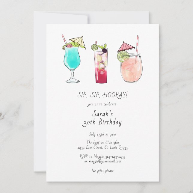 Cocktail Birthday Party Invitation (Front)