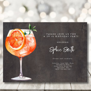 Cocktail birthday party watercolor invitation