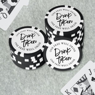 Cocktail Black White Wedding Drink Poker Chips