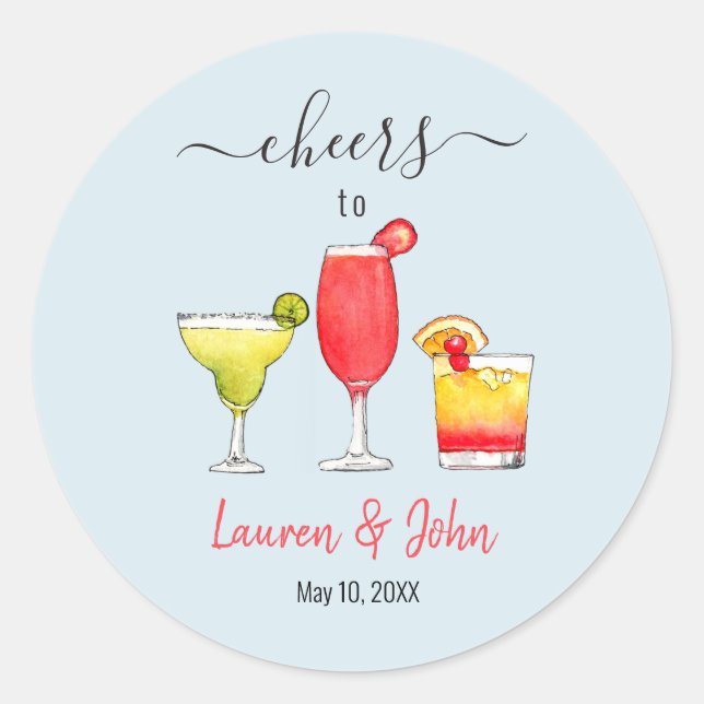 Cocktail Bridal shower  Classic Round Sticker (Front)