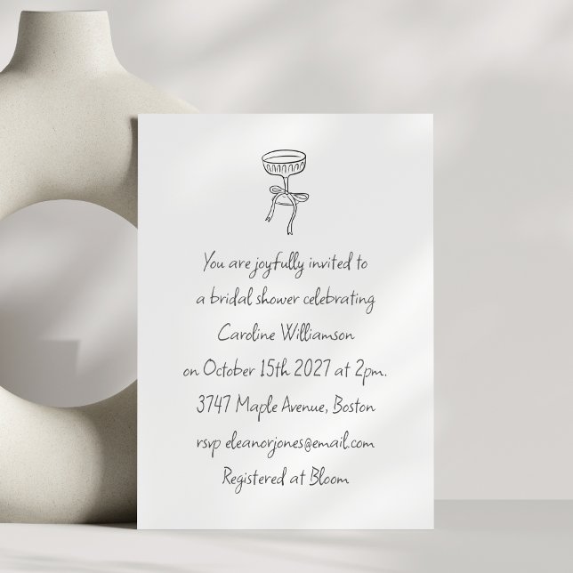 Cocktail Bridal Shower Custom Bow Script Invitation (Creator Uploaded)