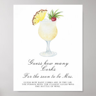 Cocktail Bridal shower - Guess How Many Corks Poster