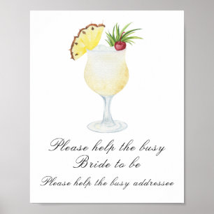 Cocktail bridal shower  - help the busy bride poster
