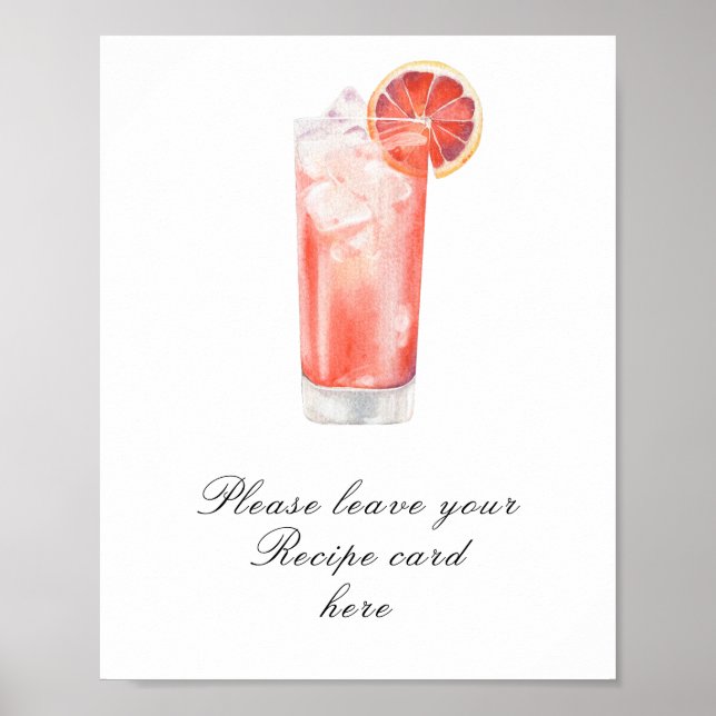 Cocktail bridal shower - Recipe card Poster (Front)
