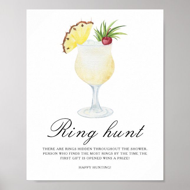 Cocktail Bridal shower - Ring hunt game Poster (Front)