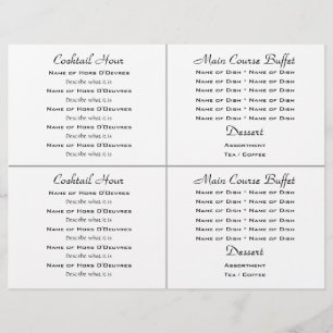 Cocktail buffet wedding menu template