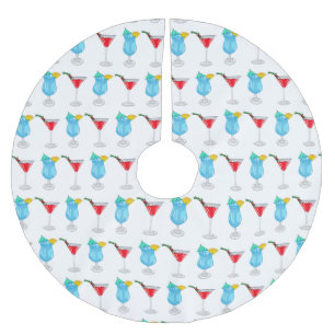 Cocktail cartoon illustration brushed polyester tree skirt