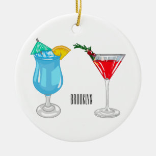 Cocktail cartoon illustration ceramic tree decoration