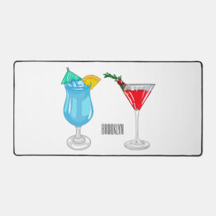 Cocktail cartoon illustration desk mat