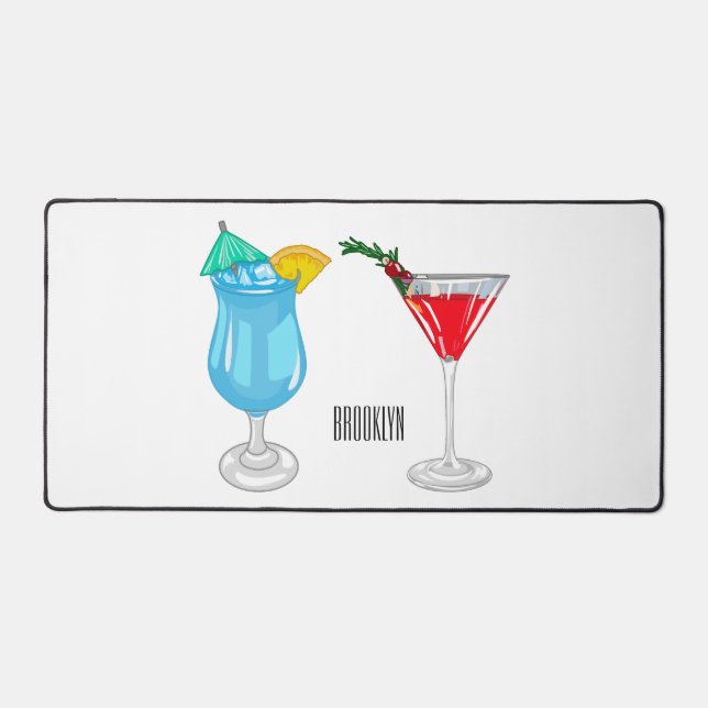 Cocktail cartoon illustration desk mat (Front)